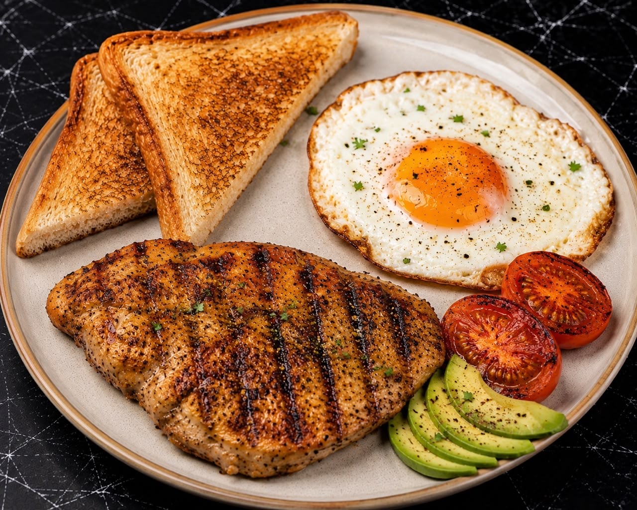 Toasted Egg and Chicken Sandwich