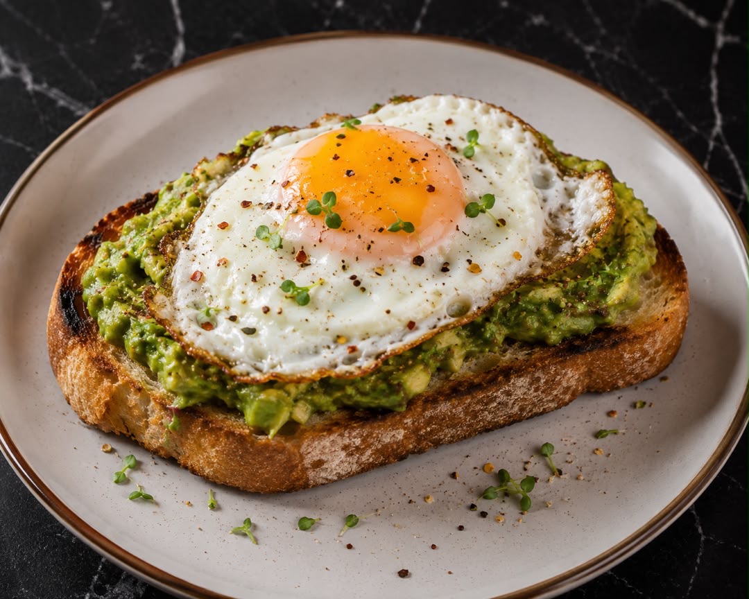 Sourdough Bread with Avocado & Easy Over Egg