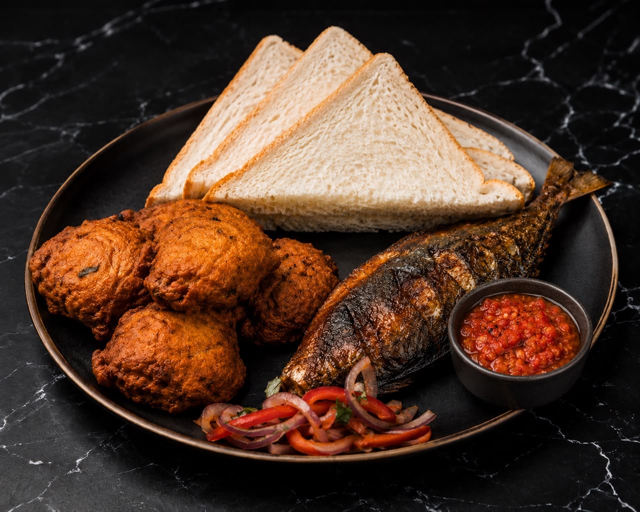 Akara & Bread + Fried Fish(Kote orTitus)+Pepper Sauce