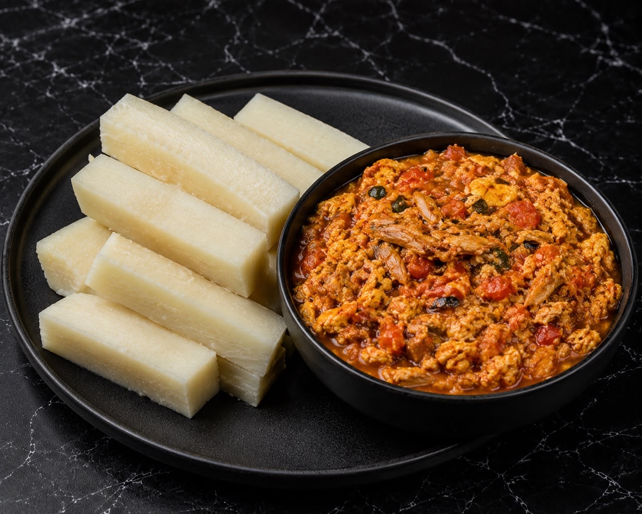 Yam and Egg Sauce(Tuna, Mackerel, Vegetable )
