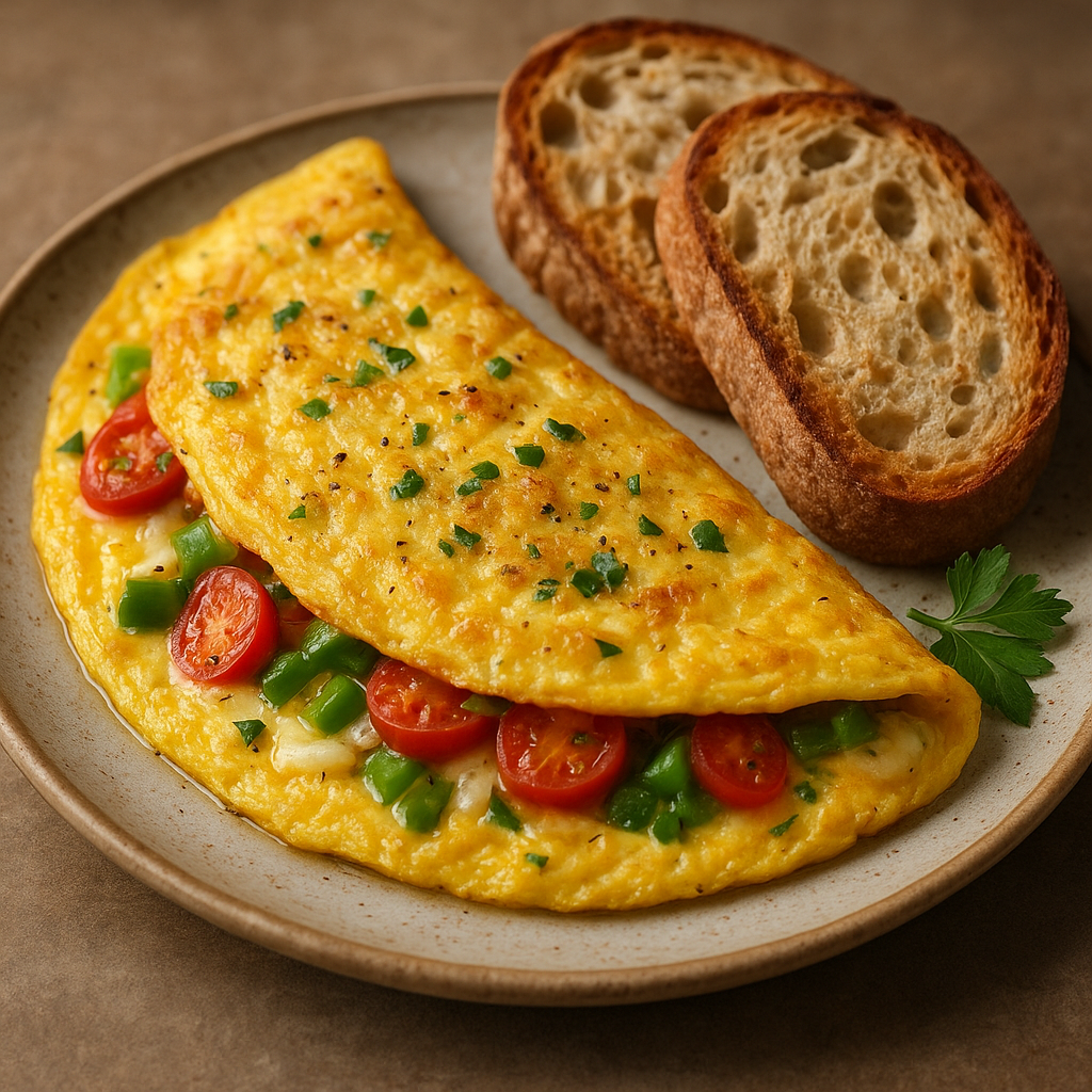 cheese vegetable omelette & sourdough bread