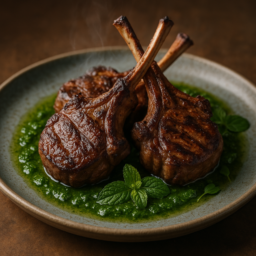 Grilled Lamb Chops with Mint Sauce