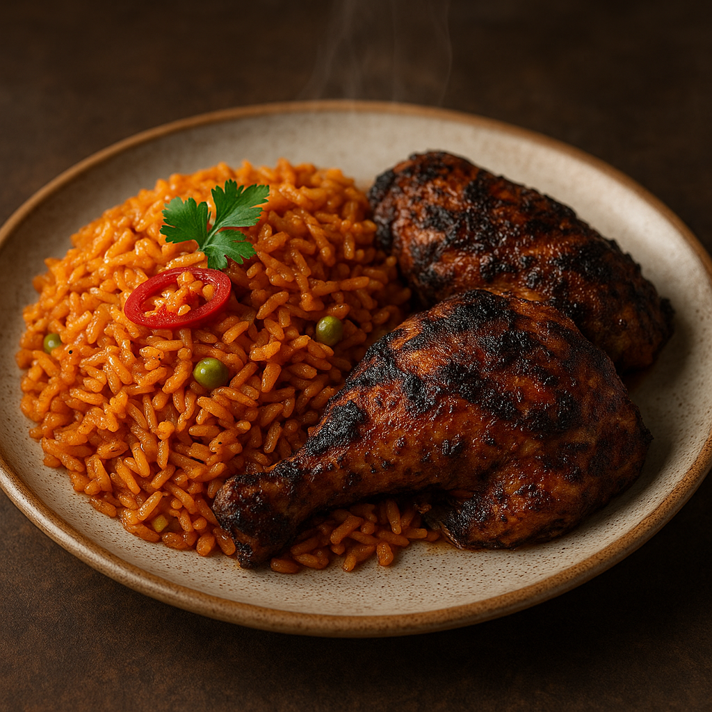 Smoky Jollof Rice with Jerk/Grilled Chicken