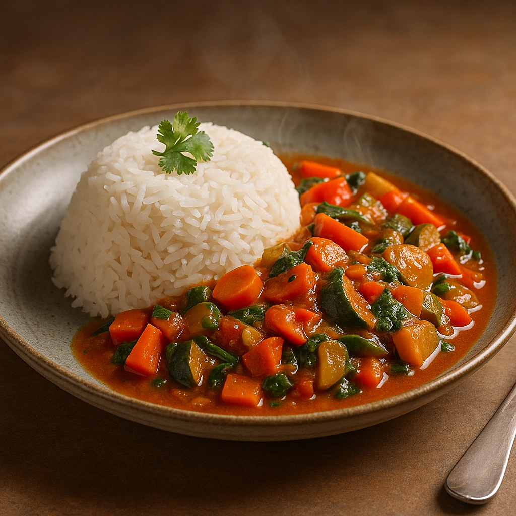 White Rice & Vegetable Sauce
