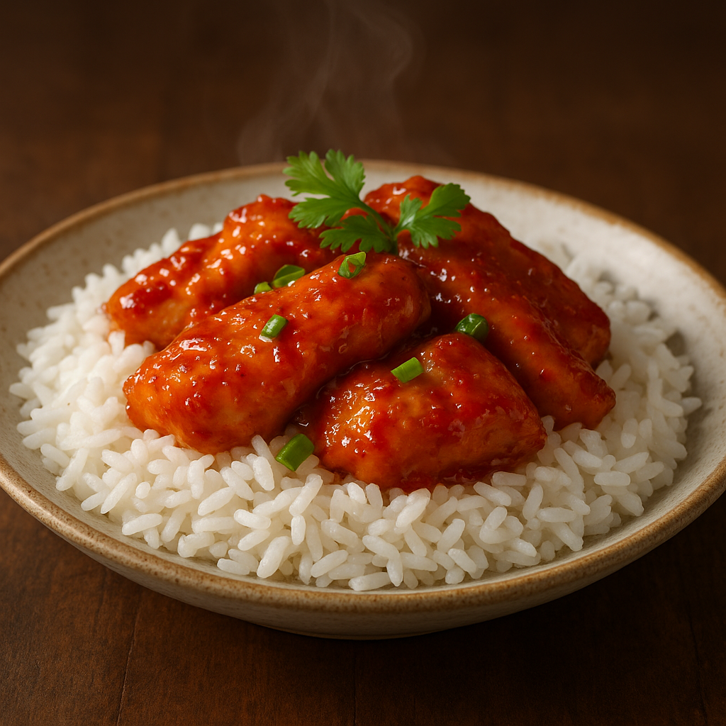 White Rice with Sweet Chilli Chicken