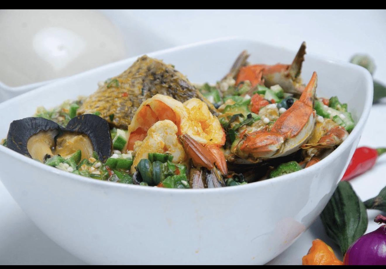 Family seafood okro bowl for 3people