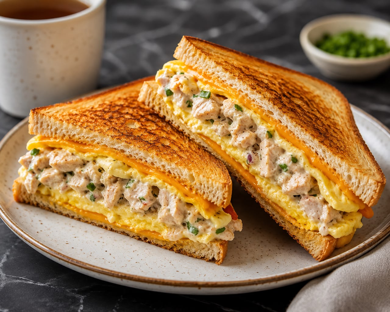 Bread Toast, Egg & Pan Grilled Chicken Breast