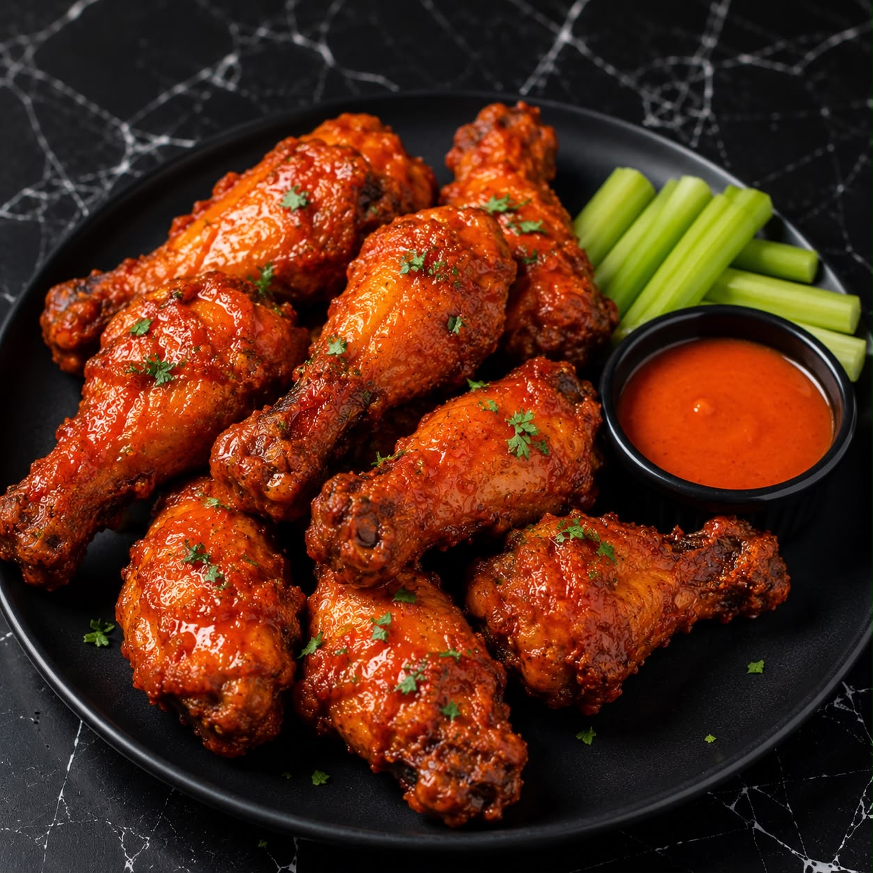 Crispy Drumsticks in Buffalo Sauce
